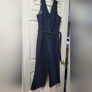 Universal Thread Navy Blue Denim Jumpsuit with Belt